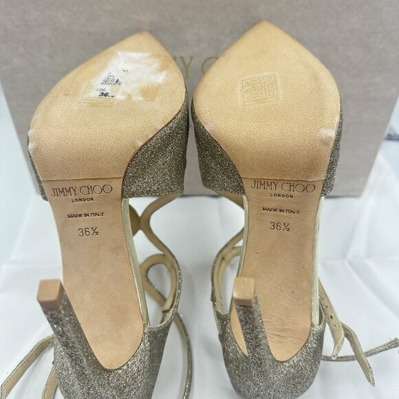 Jimmy Choo Lancer Strappy Glitter Pointed Toe Ankle Pump Shoe - Picture 6 of 7